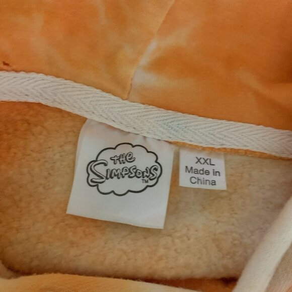 The Simpsons Tie Dye Hoodie Orange White Graphic Pullover XXL - Picture 4 of 5